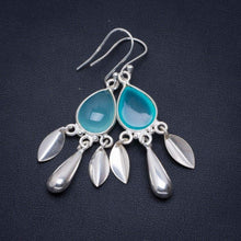 StarGems  Natural Chalcedony Handmade Unique 925 Sterling Silver Earrings 2.25" A2674