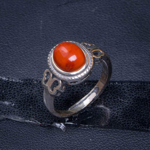 StarGems  Natural Nanjiang Red Agate Opening Handmade 925 Sterling Silver Ring 6.5 D1102