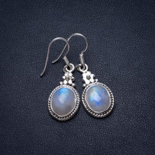 StarGems  Natural Rainbow Moonstone Handmade Unique 925 Sterling Silver Earrings 1 1/4" T3013