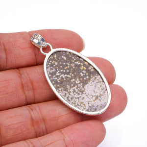 StarGems® Natural Ocean Jasper Boho Style 925 Sterling Silver Pendant 2" S0144