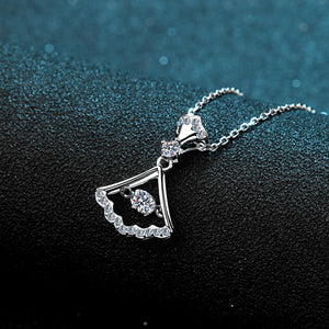StarGems® Ginkgo Biloba 0.3ct Moissanite 925 Silver Platinum Plated Necklace 40+5cm NX015