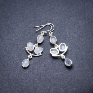 StarGems  Natural Moonstone Handmade Unique 925 Sterling Silver Earrings 2" Y3708