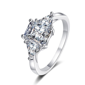 StarGems® Radiant Cut 3ct Moissanite 925 Silver Platinum Plated Ring RX094