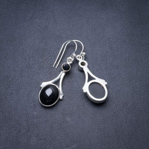 StarGems® Natural Black Onyx Handmade Unique 925 Sterling Silver Earrings 1.5" Y3267