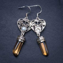 StarGems® Natural Smoky Quartz and River Pearl Handmade Unique Heart Shape 925 Sterling Silver Earrings 2.25" X4903