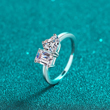 StarGems® Emerald Cut&Heart Four Prong 2ct Moissanite 925 Silver Platinum Plated Ring RX003