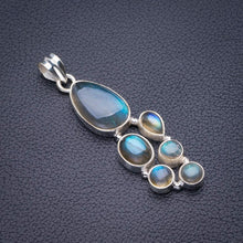 StarGems® Natural Blue Fire Labradorite Handmade 925 Sterling Silver Pendant 2.25" D5643