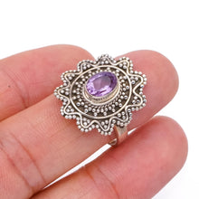 StarGems Natural Amethyst Handmade Boho 925 Sterling Silver Ring, Size 8 S3149