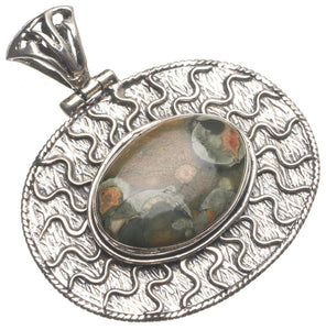 StarGems  Natural Ocean Jasper Handmade 925 Sterling Silver Pendant 1 1/2" T1822