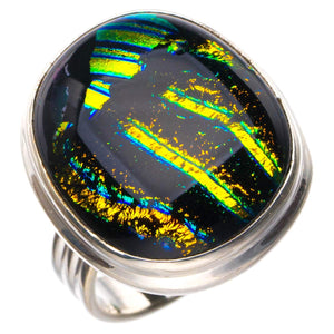 StarGems® Natural Rainbow Dichroic Glass Handmade 925 Sterling Silver Ring 4.5 D5234