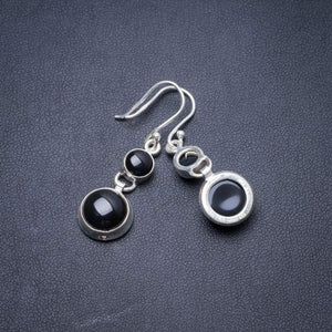 StarGems  Natural Black Onyx Handmade Unique 925 Sterling Silver Earrings 1.5" Y3836