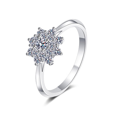 StarGems® Snowflake 0.5ct Moissanite 925 Silver Platinum Plated Ring RX024