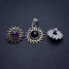 StarGems  Natural Amethyst Handmade Unique 925 Sterling Silver Jewelry Set, Earrings Stud:3/4" Pendant:1 1/4" T8878