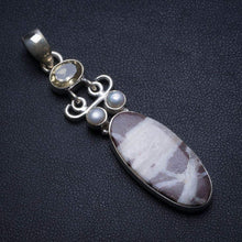 StarGems  Natural Cobra Jasper,River Pearl and Citrine Handmade 925 Sterling Silver Pendant 2 1/4" T2332