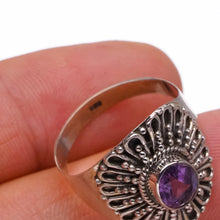 StarGems  Natural Amethyst Handmade Boho 925 Sterling Silver Ring, Size 9 S3018