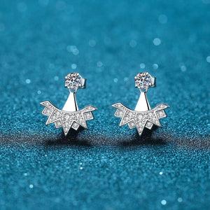 StarGems® Snowflake 0.894cttw Moissanite 925 Silver Platinum Plated Stud Earrings EX009
