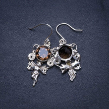 StarGems  Natural Smoky Quartz Handmade Unique Angle Shape 925 Sterling Silver Earrings 1.5" X4966