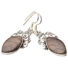 StarGems® Natural Picture Jasper Handmade 925 Sterling Silver Earrings 1.75" D7364