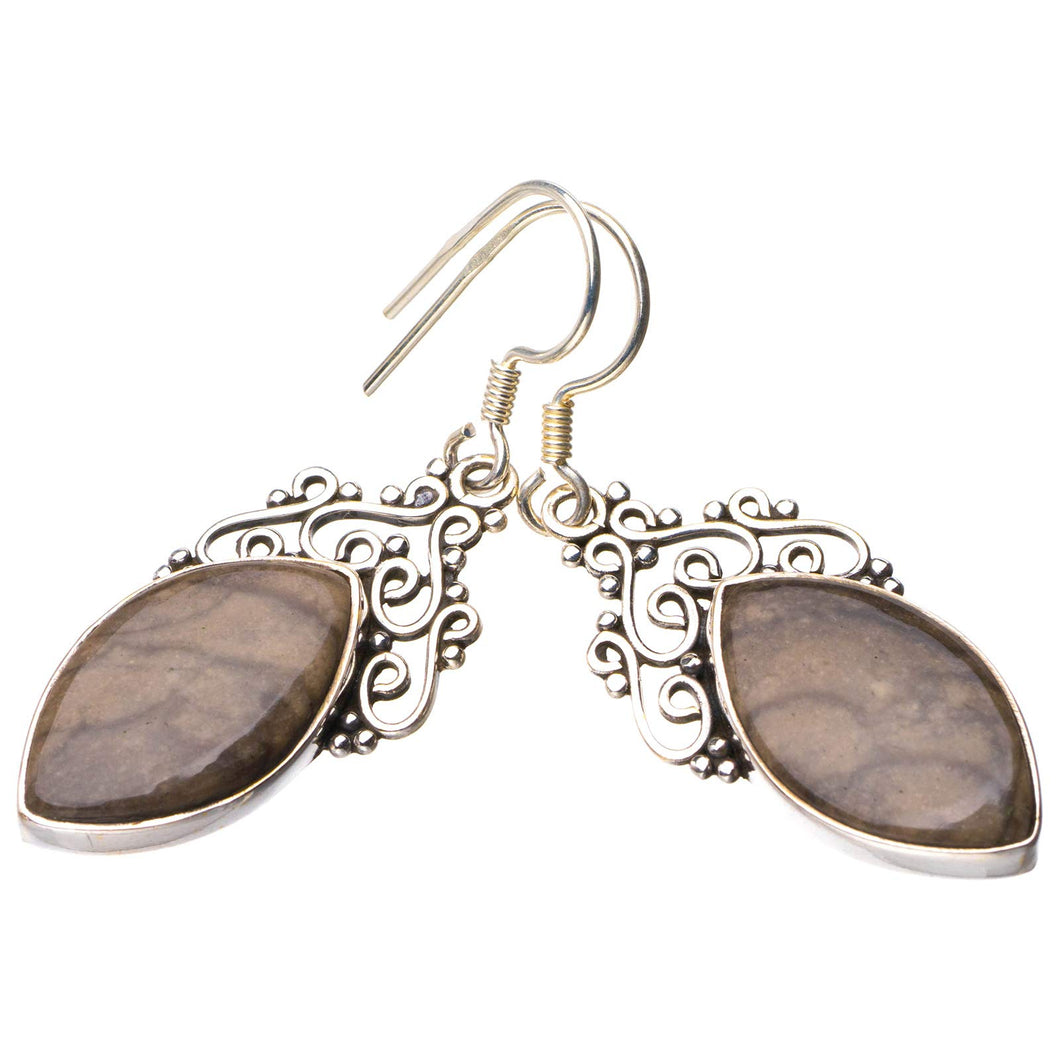 StarGems® Natural Picture Jasper Handmade 925 Sterling Silver Earrings 1.75