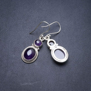 StarGems  Natural Amethyst Handmade Unique 925 Sterling Silver Earrings 1.5" Y3786