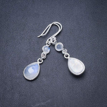 StarGems  Natural Rainbow Moonstone Handmade Unique 925 Sterling Silver Earrings 1.75" Y3040