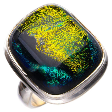 StarGems® Natural Rainbow Dichroic Glass Handmade 925 Sterling Silver Ring 4.75 D5228