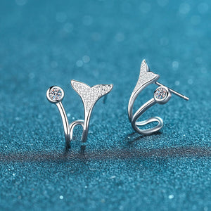 StarGems® Mermaid Tail 0.42cttw Moissanite 925 Silver Platinum Plated Stud Earrings EX013
