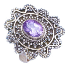 StarGems Natural Amethyst Handmade Boho 925 Sterling Silver Ring, Size 8 S3149