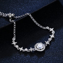 StarGems  1ct Moissanite 925 Silver Platinum Plated Zirconia Surrounded Adjustable Bracelet B4713