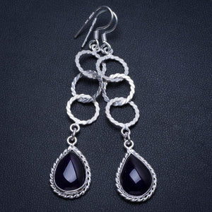 StarGems  Natural Amethyst Handmade Unique 925 Sterling Silver Earrings 2 1/2" T4223