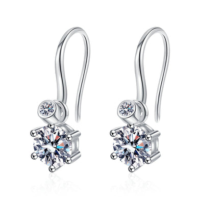 StarGems® 1.12cttw Moissanite 925 Silver Platinum Plated Dangle Earrings EX107