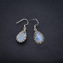 StarGems  Natural Rainbow Moonstone Punk Style 925 Sterling Silver Earrings 1 1/4" S1316