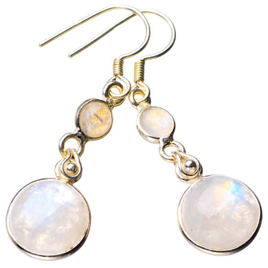 StarGems® Natural Rainbow Moonstone Handmade 925 Sterling Silver Earrings 1.75