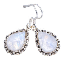 StarGems  Natural Rainbow Moonstone Punk Style 925 Sterling Silver Earrings 1 1/4" S1316