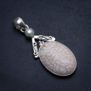 StarGems® Natural Shell and River Pearl Handmade Boho 925 Sterling Silver Pendant 2" T2144