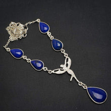 StarGems  Natural Lapis Lazuli Handmade Unique 925 Sterling Silver Necklace 16.5+1.25" A3154