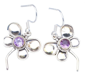 StarGems® Natural Amethyst Butterfly Handmade Unique Butterfly Shape 925 Sterling Silver Earrings 1 1/2" S1613