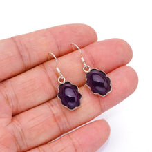 StarGems  Natural Amethyst Punk Style 925 Sterling Silver Earrings 1 1/4" S1380