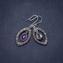 StarGems® Natural Amethyst Handmade Unique Eye Shape 925 Sterling Silver Earrings 1.75" X5097