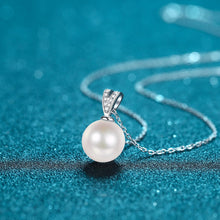 StarGems  10mm River Pearl Minimalist 0.045cttw Moissanite 925 Silver Platinum Plated Necklace 40+5cm NX063