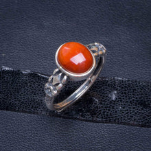 StarGems  Natural Nanjiang Red Agate Opening Concise Handmade 925 Sterling Silver Ring 6.75 D1016