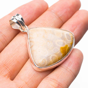 StarGems® Natural Chrysanthemum Jasper Handmade 925 Sterling Silver Pendant 1.75" D9977