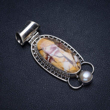 StarGems  Natural Brecciated Mookaite and River Pearl 925 Sterling Silver Pendant 1 3/4" T1217