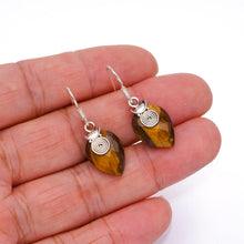 StarGems  Natural Tiger Eye Handmade Unique 925 Sterling Silver Earrings 1 1/4" S1668