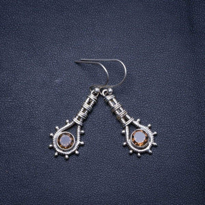 StarGems  Natural Smoky Quartz Handmade Unique 925 Sterling Silver Earrings 1.5" X4916