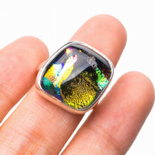 StarGems® Natural Rainbow Dichroic Glass Handmade 925 Sterling Silver Ring 4 D7968