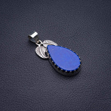 StarGems  Natural Lapis Lazuli Leaf Handmade 925 Sterling Silver Pendant 1.75" D1753