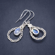 StarGems  Natural Rainbow Moonstone Handmade Unique 925 Sterling Silver Earrings 1.75" A2415