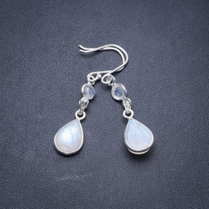 StarGems® Natural Rainbow Moonstone Handmade Unique 925 Sterling Silver Earrings 1.75" Y3785