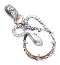 StarGems® Natural Mother of Pearl Snake Boho Style Snake Shape 925 Sterling Silver Pendant 1 1/4" S0190